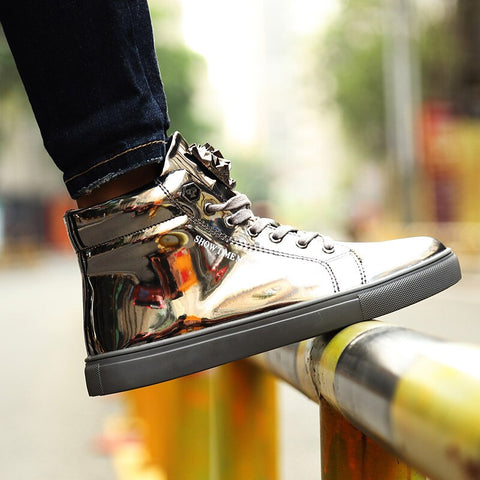 DIAMOND EXCLUSIVE HIGH TOP METALLIC SNEAKERS
