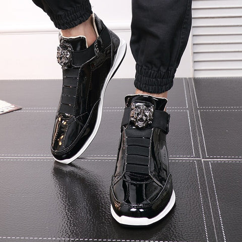 DIAMOND BREATHABLE HIGH TOP METALLIC SNEAKERS