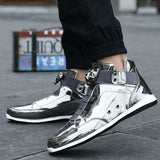 DIAMOND BREATHABLE HIGH TOP METALLIC SNEAKERS