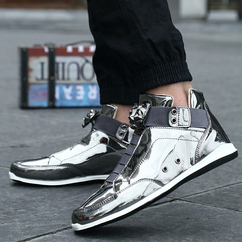 DIAMOND BREATHABLE HIGH TOP METALLIC SNEAKERS