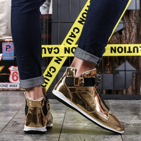 DIAMOND BREATHABLE HIGH TOP METALLIC SNEAKERS