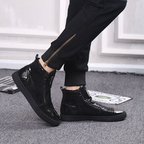 SNAKE LUXURY HIGH TOP METALLIC SNEAKERS