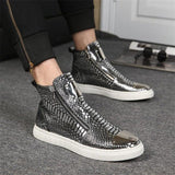 SNAKE LUXURY HIGH TOP METALLIC SNEAKERS