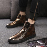 SNAKE LUXURY HIGH TOP METALLIC SNEAKERS