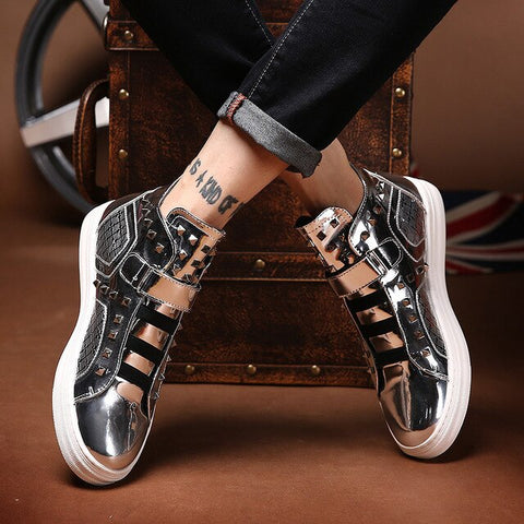 CHEEN MARTIN HIGH TOP METALLIC SNEAKERS